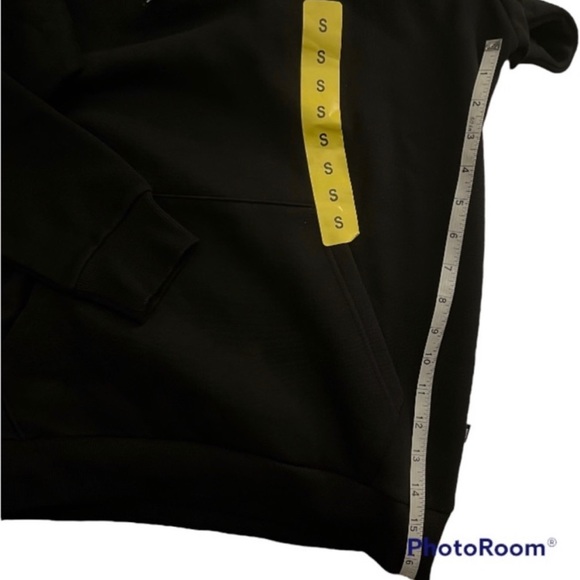 Puma Fleece Sweatshirt SM Puma Fleece Hoodie BLACK Logo Cotton-Blend SMALL Hood - Picture 10 of 15